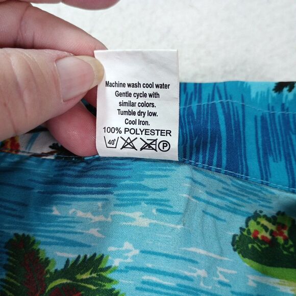 Rina Bahama’s Bright Blue Island Scene Shirt XL Resort Wear Tropical Hawaiian - Picture 6 of 9